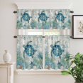 thumbnail image 6 of Sea Turtle Coastal Curtain Valances Set Blue Teal Beach Ocean Nautical Coral Kitchen Curtains 36&nbsp;inch Length Rod Pocket Valance and Tiers 3 Piece Set Small Bedroom Bathroom Laundry Decor, 6 of 9
