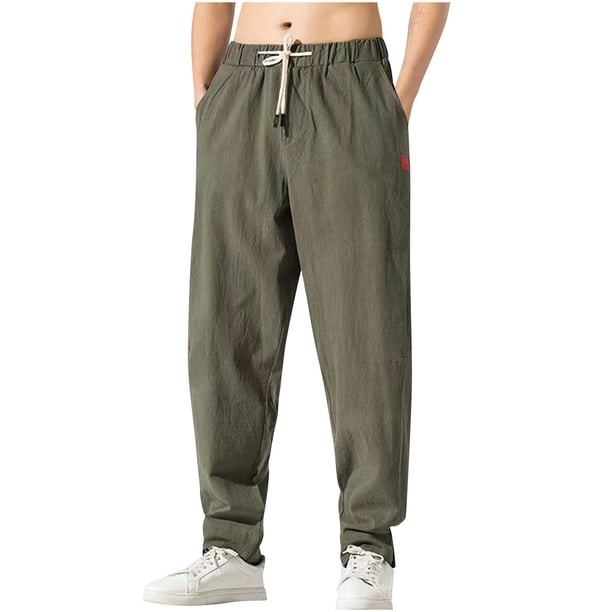 Pantalones largos para hombre, de color liso, con bolsillo y cordón, informales, juveniles, versátiles, deportivos, de gran tamaño.