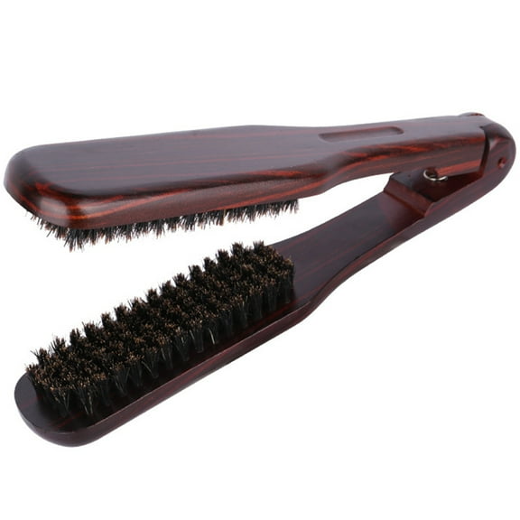 Yuan Clamp Hair Brush Wood Hair Straightener Comb Bristle Double Sided Brush Hair Styling Tool