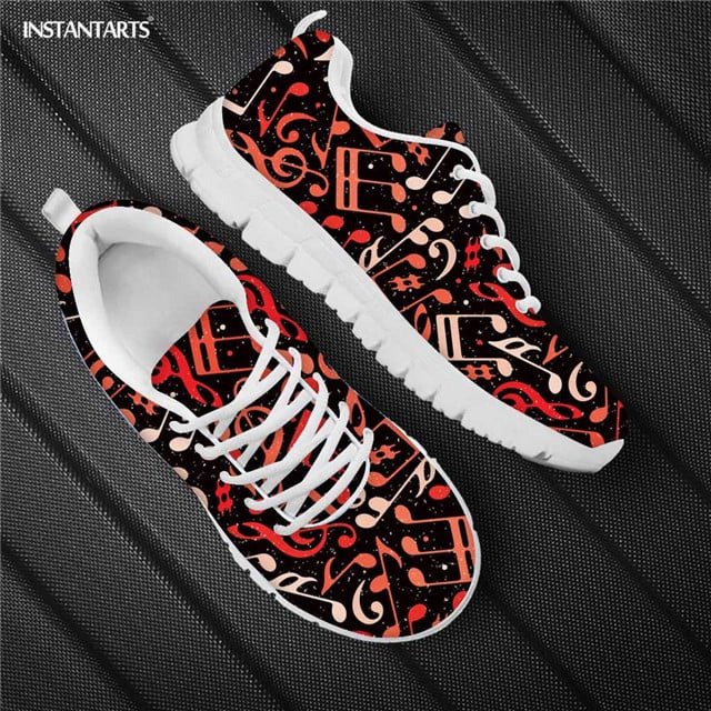 Chaussures Décontractées Motifs Notes de Musique Mignonnes pour Femmes 2021 Chaussures Plates Marque Designer Lacets Espadrilles Chaussures Filles Extérieur