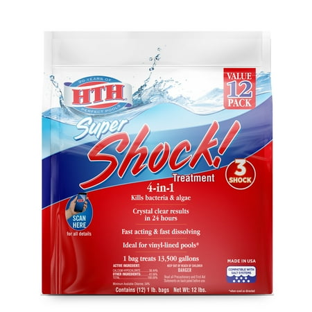 HTH Super Shock! Treatment for Swimming Pools Value 12 Pack, 12 (Best Way To Add Shock To Pool)