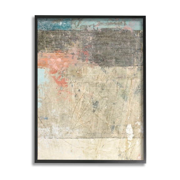 Stupell Industries Urban Layered Abstract Collage Painting Black Framed Art Print Wall Art, Design by Suzanne Nicoll