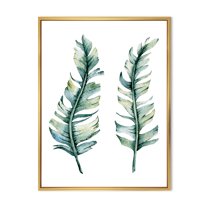 Designart 'Duo of Tropical Leaves On White' Farmhouse Framed Canvas Wall Art Print