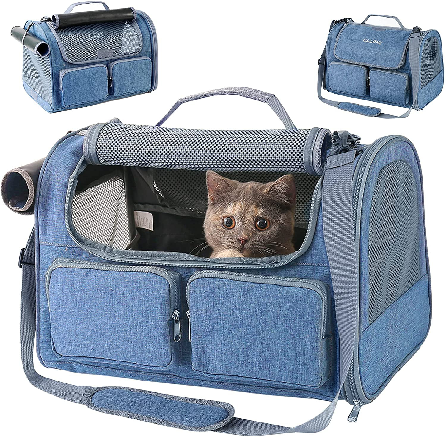 PetLike Airline Approved Pet Carrier Soft Sided Collapsible Travel Bag for Cats & Small Dogs 