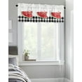 thumbnail image 4 of Kitchen Cafe Valance Curtain for Small Windows,Summer Fruit Watercolor Watermelon Rod Pocket Valances Black and White Buffalo Checker Window Treatment Panel for Living Room/Bedroom/Bathroom,42x12in, 4 of 9