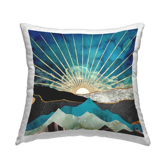 Stupell Industries Abstract Mountain Sun Rays Square Decorative Printed Throw Pillow, 18 x 18
