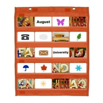 Magnetic Pocket Chart, Small Pocket Chart Mini Double Sided Classroom Pocket Chart Organizer Wall Hanging for Classroom Supplies, Brown