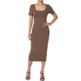 thumbnail image 1 of TheMogan Robe Midi Moulante Crayon en Coton Extensible à Manches Courtes et Encolure Carrée pour Femmes P-TG, 1 of 6