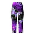 thumbnail image 5 of RYRJJ Trendy Summer Capri Pants for Women Butterfly Print Cotton Linen Baggy Pant Elastic Waisted Wide Leg Cropped Lounge Trousers(Purple,M), 5 of 5
