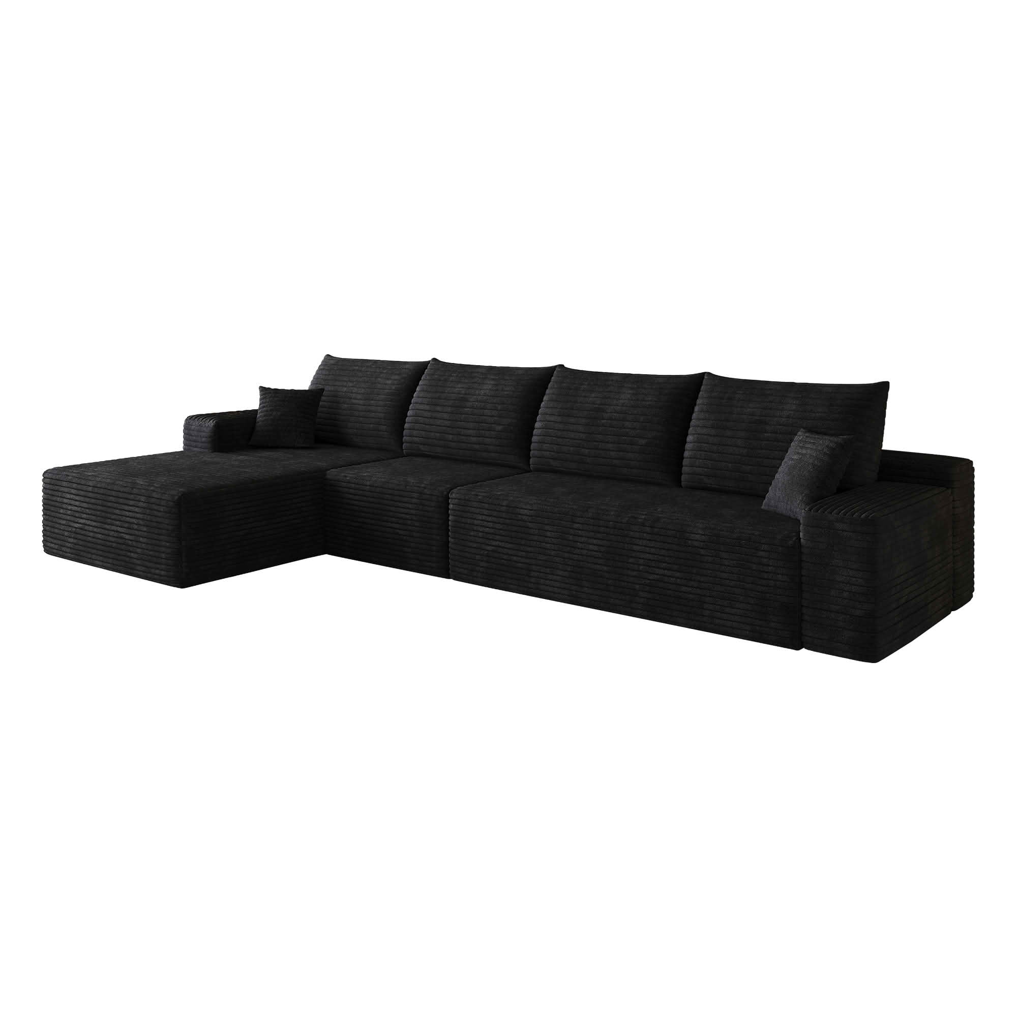MAYEERTY 135 Inch L‑Shape Cloud Sectional Couch with Chaise, Modern Modular Deep‑Seat Sofa, Plush Corduroy Upholstered Couch, No Assembly Required for Living Room Bedroom Apartment