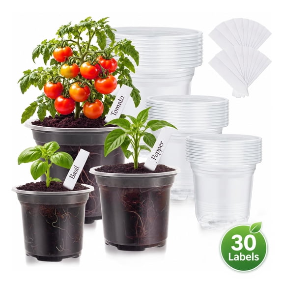 36 Pack Clear Plastic Planters with Drainage ,5/4/3.5Inch Durable Nursery Pots,Seedling Pots &Plant Pots for Seed Starting, Transplanting, Planters Pots for Indoor/Outdoor