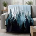 thumbnail image 2 of Forest Turquoise Throw Blanket for Couch, Soft Lightweight Flannel Fleece Blanket, Retro Trees Silhouette Landscape Microfiber Plush All Season Decorative Blankets Gifts for Sofa Bed 50"x60", 2 of 9