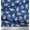 thumbnail image 3 of Soimoi Blue Heavy Canvas Fabric Leaves & Peony Floral Print Fabric by Yard 58 Inch Wide, 3 of 3