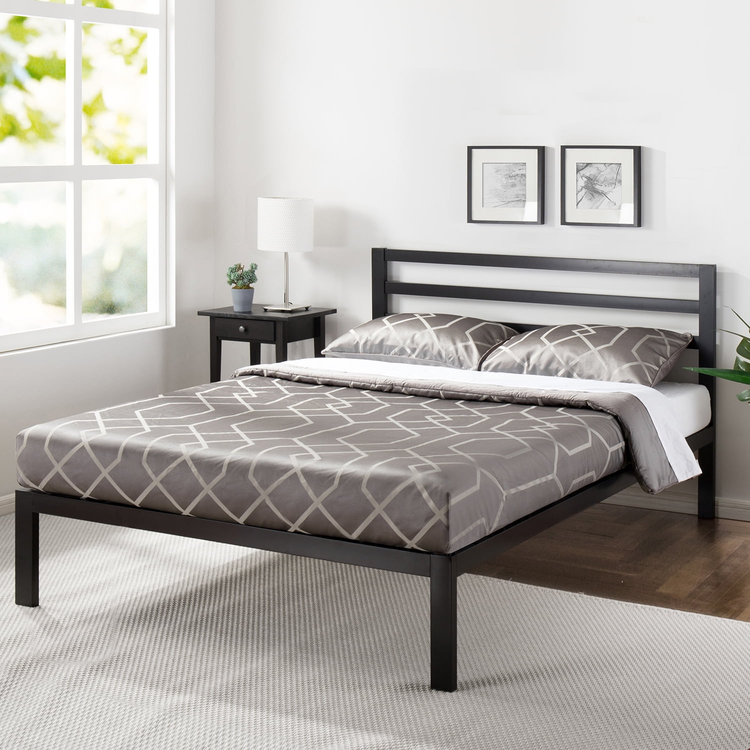 Mainstays metal platform bed with metal headboard discount