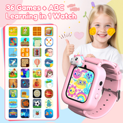 1.83 Kids Smart Watch for Girls HD Touch Screen with 39 Educational Games, Camera, Pedometer, Alarm Clock, ABC Learning, Music Player, Birthday Gift for Boys Girls Ages 5-12