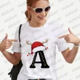 thumbnail image 1 of Camiseta navideña a juego para la familia, ropa de mujer a la moda, 26 letras del alfabeto, camisetas gráficas estampadas, ropa de calle, camisetas de manga corta, 1 of 5