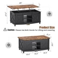 thumbnail image 3 of Flycity 48" Farmhouse Lift Top Coffee Table with Storage Sliding Barn Door, Lifting Tabletop Rustic Center Table with Large Hidden Compartment for Living Room, Black & Brown, 3 of 8