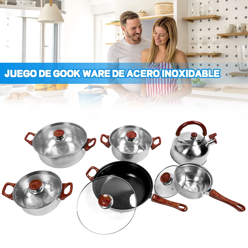 Tebru 12 Piece Nonstick Stainless Steel Cookware Set