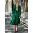 thumbnail image 6 of Women's Long Sleeve V Neck  Maxi Dress Smocked Boho Chiffon Flowy Long Dress  Pleated A-Line Swing Dress, 6 of 10