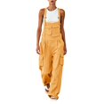 thumbnail image 2 of WULMLEO Women Long Casual Loose Cargo Bib Pants Overalls Baggy Rompers Outdoor Hiking Wide Leg Jumpsuits with Pockets Orange L, 2 of 5