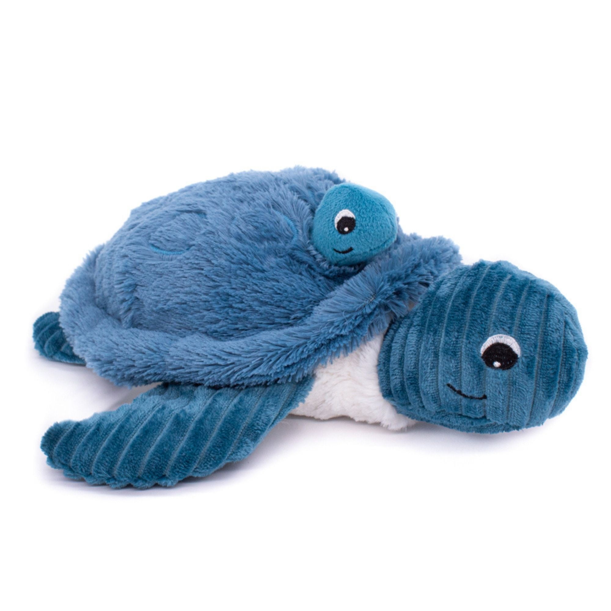 Les Ptipotos Sea Turtle Mom & Baby Plush Stuffed Animal Set & Eco-Friendly Toy in Blue