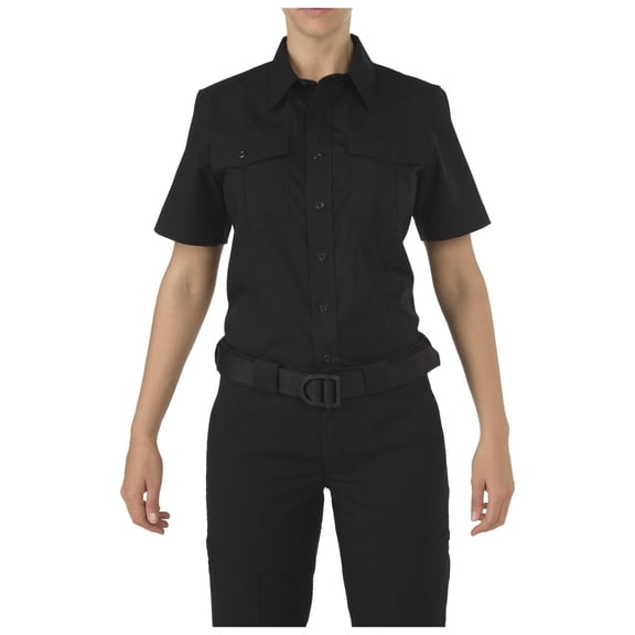 5.11 Work Gear Women's Stryke PDU Class A Short Sleeve Shirt, Flex-Tac Stretch Fabric, Black, X-Small/Tall, Style 61016