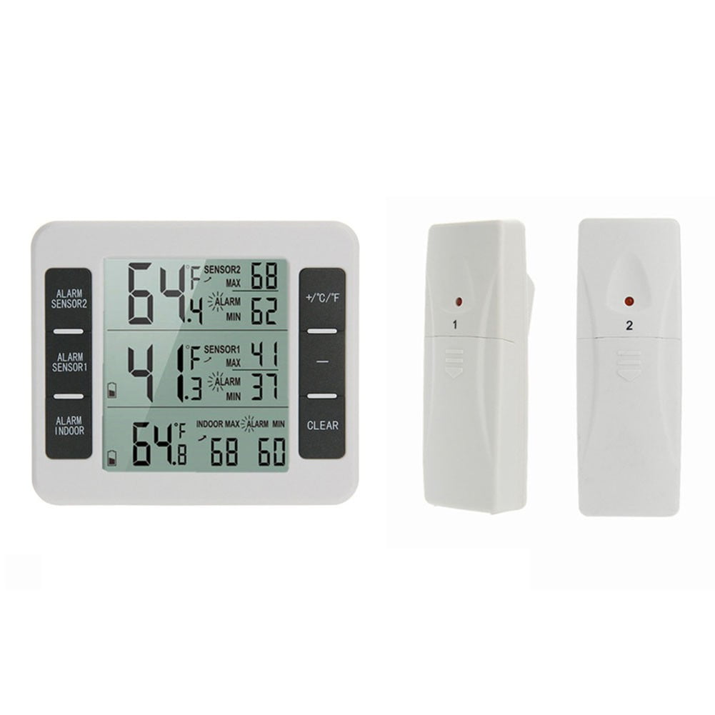 Digital Thermometer Freezer Alarm Alarm Thermometer Fridge Lcd Display Outdoor Sensor Outdoor Temperature Sound Alarm Outdoor 2X Sensor Smile Home