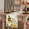 thumbnail image 2 of Daisy Floral 90 Inch Table Runner, Vintage Rustic Bee Gnomes Flowers Farmhouse Dresser Scarf Cotton & Linen Tablerunner for Dining/Kitchen Island/Holiday Party Décor 13" x 90", 2 of 9