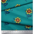 thumbnail image 1 of Soimoi Green Velvet Fabric Leaves & Floral Ethnic Print Sewing Fabric Yard 58 Inch Wide, 1 of 3