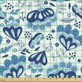 thumbnail image 2 of Ambesonne Spring Fabric by the Yard Upholstery, Blue Toned Folk Flower Buds, 1 Yard, Blue White, 2 of 5