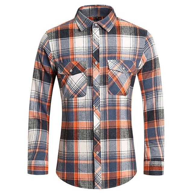 Ceisia Men's Regular-Fit Multi-Plaid Double-Pocket Long-Sleeve Shirt for All-Season Gift