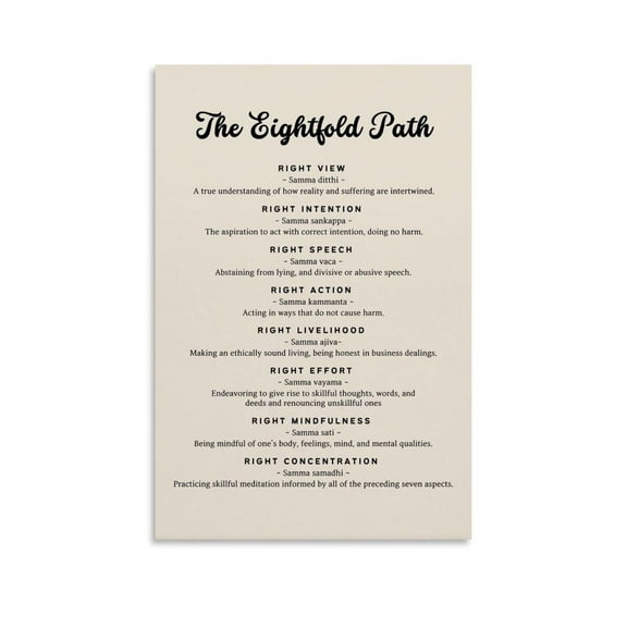 The Eight Fold Path Spiritual Wall Art Buddhist Compassion Quotes Poster (2) Canvas Painting Posters And Prints Wall Art for Living Room Bedroom Decor