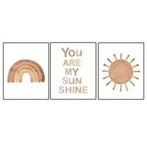 Nursery Art Prints, You Are My Sunshine, Neutral Nursery Art, Nursery Quote, Baby Girl Boy Room Decor, Rainbow Sun Boho Wall Decor, Set of 3 Unframed Prints 8"x10"
