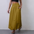 thumbnail image 6 of Women's Bubble Long Skirt Elastic Waist A-Line Pleated Ruffle Flowy Balloon Maxi Skirts with Pockets, 6 of 8