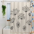 thumbnail image 3 of Dandelion Shower Curtain, 48" x 72", Spring Black Dandelion Floral Linen Texture Waterproof Bathroom Curtain Washable Shower Curtain Set with 12 Hooks, 3 of 8