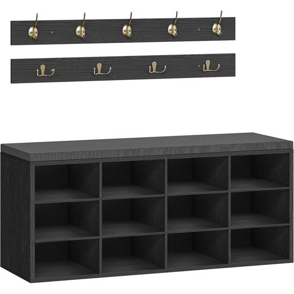 Shoe Storage Bench with Cushion, 39.4" L Entryway Bench