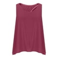 thumbnail image 5 of CheerKidz Women's Back Slit T-Shirt Solid Color Round Neck Casual Top, Fashion Summer Sleeveless Shirt(Wine,S), 5 of 7