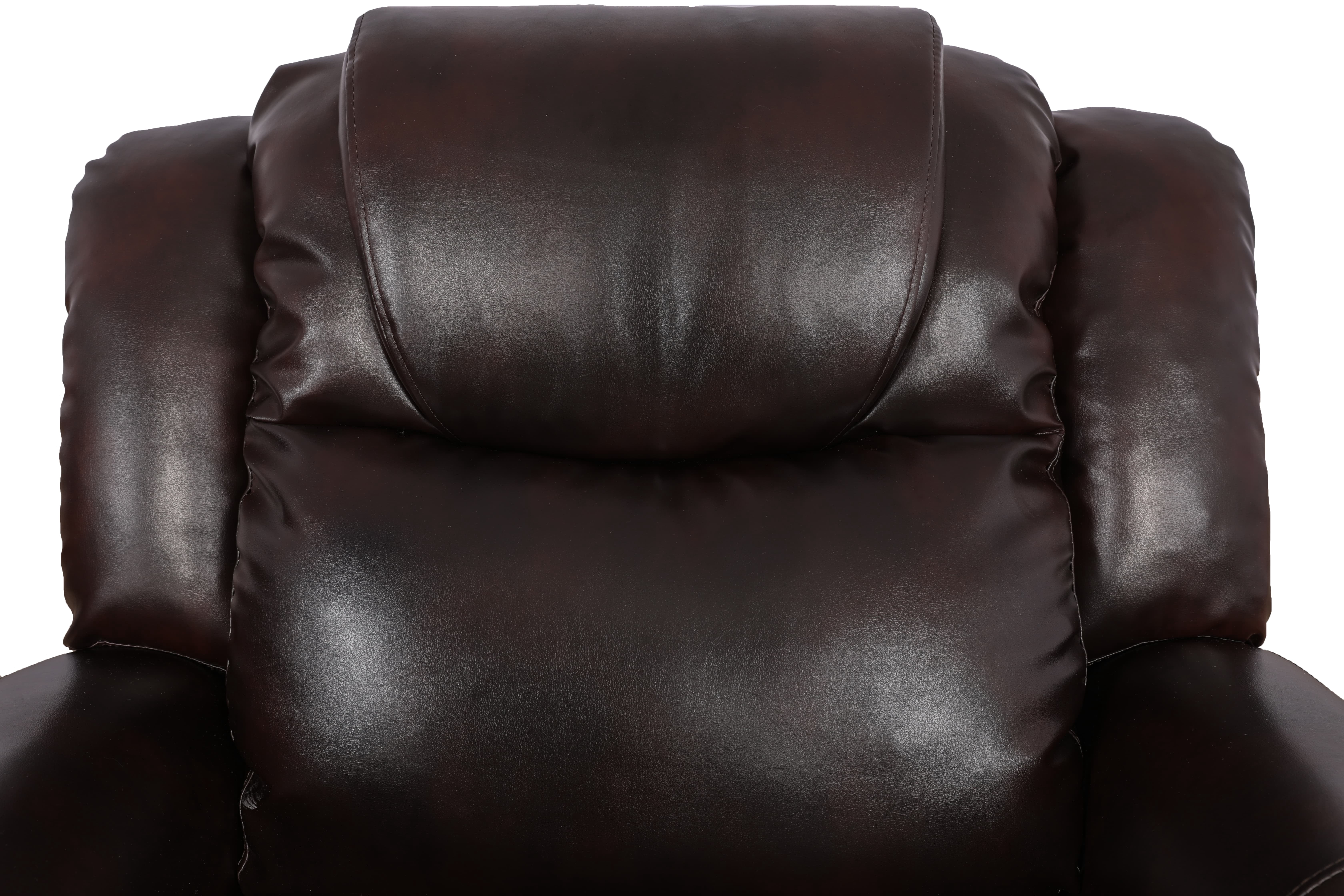 MAYEERTY Reclining Sofa, 3-Seat Breathable Leather Recliner with Reversible Coffee Table for Living Room, Espresso
