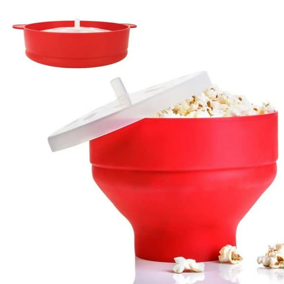 Popcorn Bowl Silicone Micro Bowl for Popcorn - Collapsible red