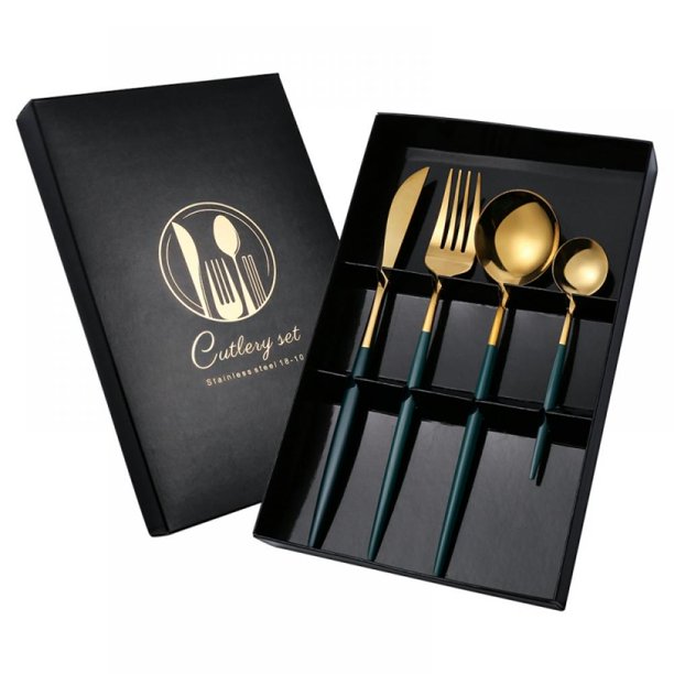 Matte Gold Flatware, 4 Pieces Matte Gold Handle Stainless Steel