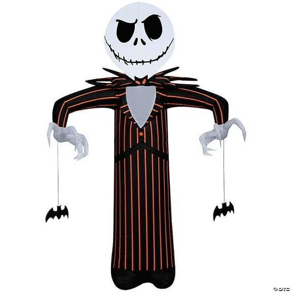 Disney Jack Skellington Small Inflatable Halloween Decoration - Black and Orange Pinstripe Outfit
