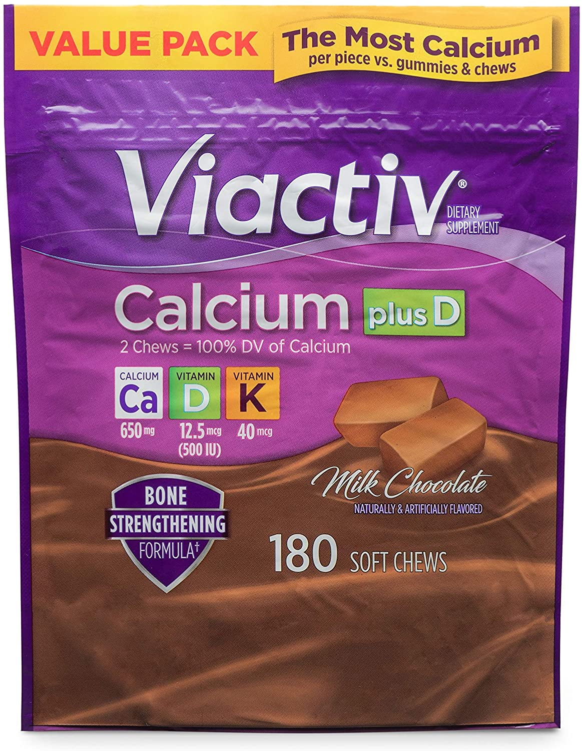Viactiv Calcium Plus D Vitamin Chews, 180 Count