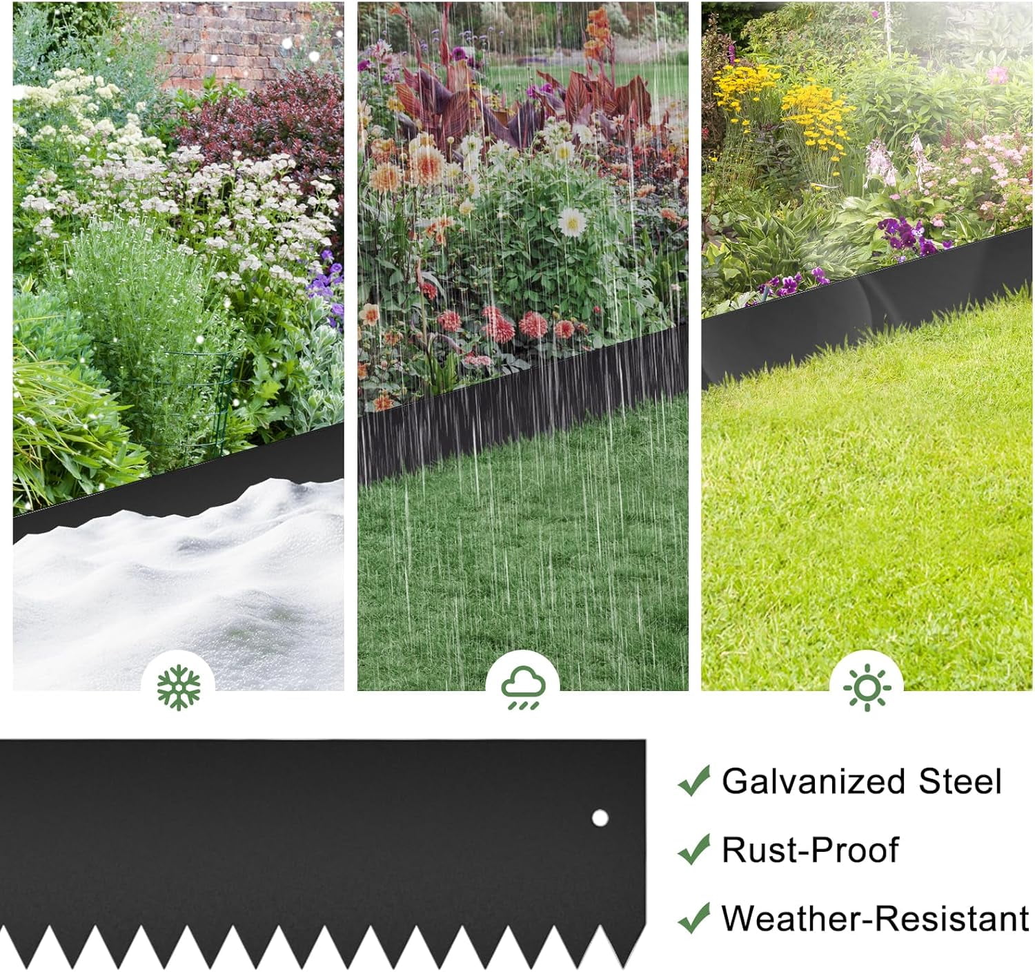 33FT Galvanized Steel Landscape Edging 10 Pack, 40" x 8" Metal Edging for Landscaping with 10Pcs Stakes & Gloves, Metal Garden Border for Garden Design, Yard, Tree Rings, Pathway, Divider