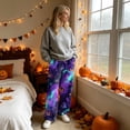 thumbnail image 4 of Trgacdwlo Halloween Pajama Pants Fuzzy Spooky Season Wide Leg Flannel Pj Pants for Women Elastic Waist Winter Comfy Warm Lounge Bottoms, 4 of 6