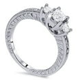 thumbnail image 3 of Pompeii 3/4ct Vintage Three Stone Princess Cut Diamond Engagement Ring 14K White Gold, 3 of 6