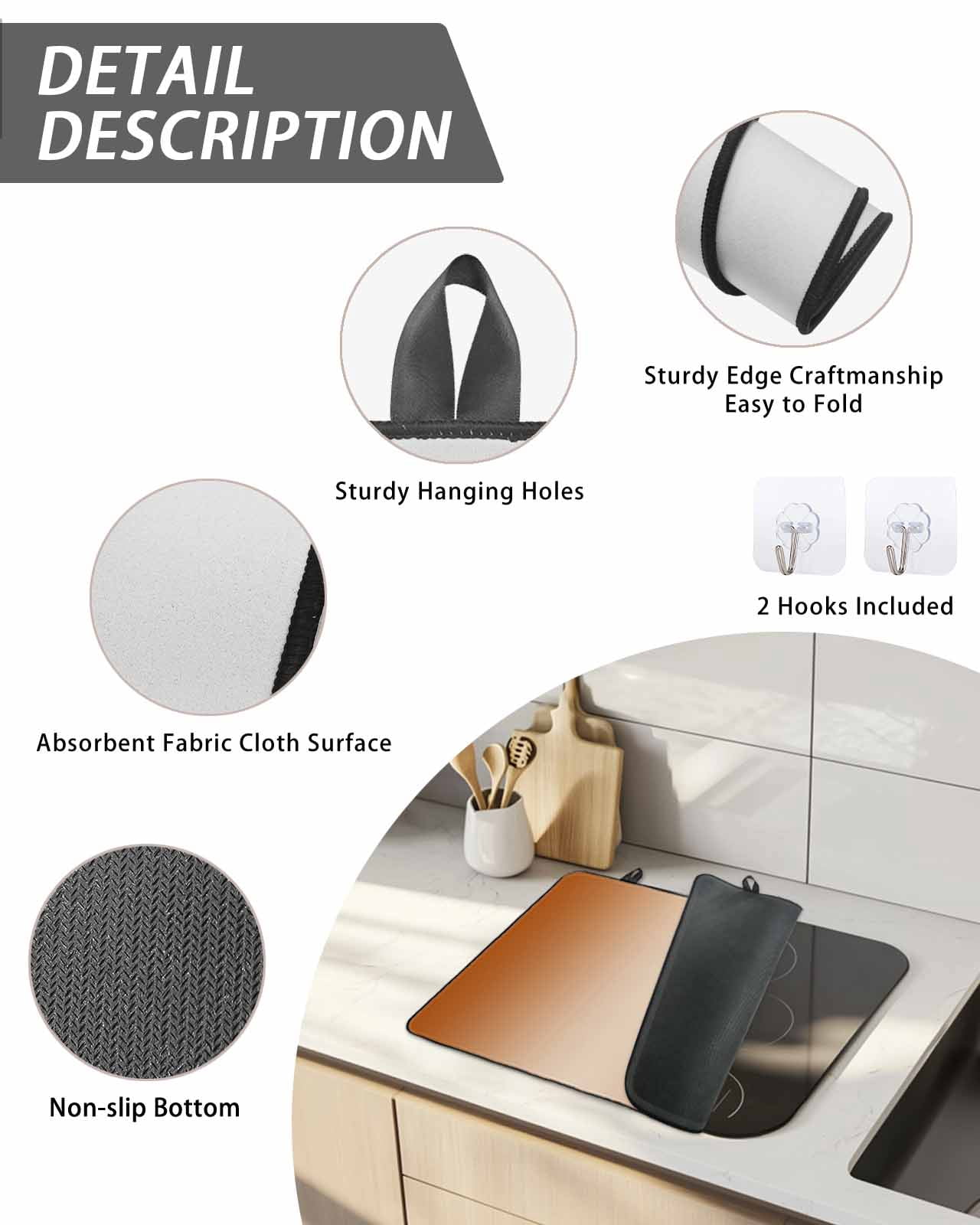 Stove Top Covers for Electric Stove, Burnt Orange Ombre Glass Stovetop Cover Protector, Modern Gradient Abstract Art Induction Cooktop Protector Oven Mat for Kitchen Countertop 36"x21"