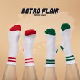 thumbnail image 4 of Forever Bambe Retro Mini Crew Socks for Women, Soft Terrycloth Cushioned Bottom Striped Socks, Athletic Quarter Calf Gym Socks (4-Pack) White Ankle Socks With Red And Green, 4 of 7