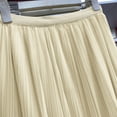 thumbnail image 3 of Miluxas Women Striped Pleated Long Skirt Elastic High Waisted A Line Swing Skirt Solid Casual Trendy Party Skirts Beige, 3 of 4