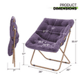 thumbnail image 2 of Magshion Set of 2 Faux Fur Saucer Chair, Folding Accent Chair, Square Moon Chair Seat with Metal Frame for Bedroom Dorm Living Room, Max 300lbs, Purple, 2 of 9