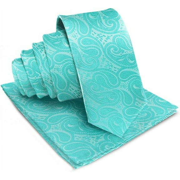 Vittorio Farina Solid Satin Paisley Necktie & Pocket Square